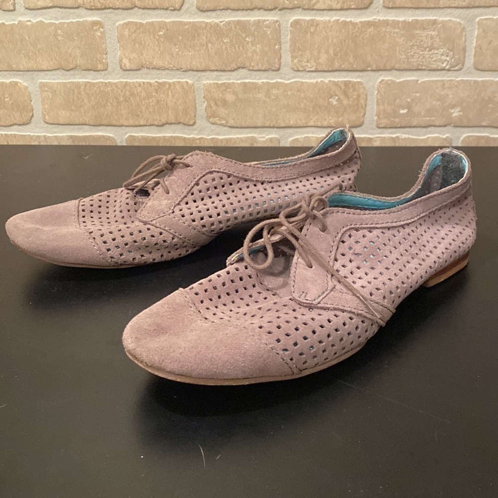 Coastal Grandmother Promod Suede Oxford Shoes Cottagecore Chic Minimalist Sz 41